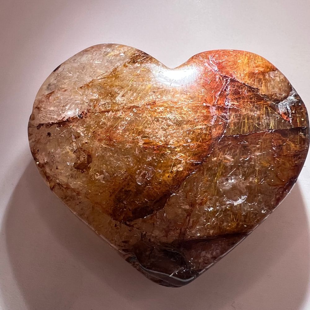 Golden Rutilated Clear Quartz Heart - Picture 5 of 16
